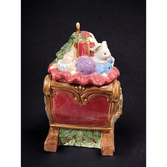 Fitz and Floyd Santa's Sleigh Cookie Jar 2003 Excellent condition 12×14×7 - Picture 5 of 9